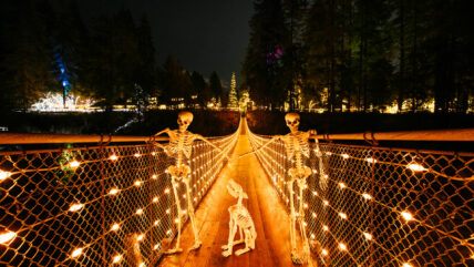 Skeletons on the Capilano Suspension Bridge at Canyon Frights